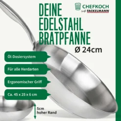 Bratpfanne München, Ø24cm, Edelstahl
