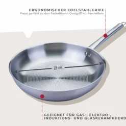 Bratpfanne Ovalgriff , Ø28cm, Edelstahl