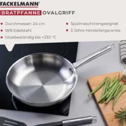 Bratpfanne Ovalgriff, Ø24cm, Edelstahl