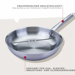 Bratpfanne Ovalgriff, Ø24cm, Edelstahl