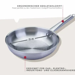 Bratpfanne Ovalgriff, Ø20cm, Edelstahl