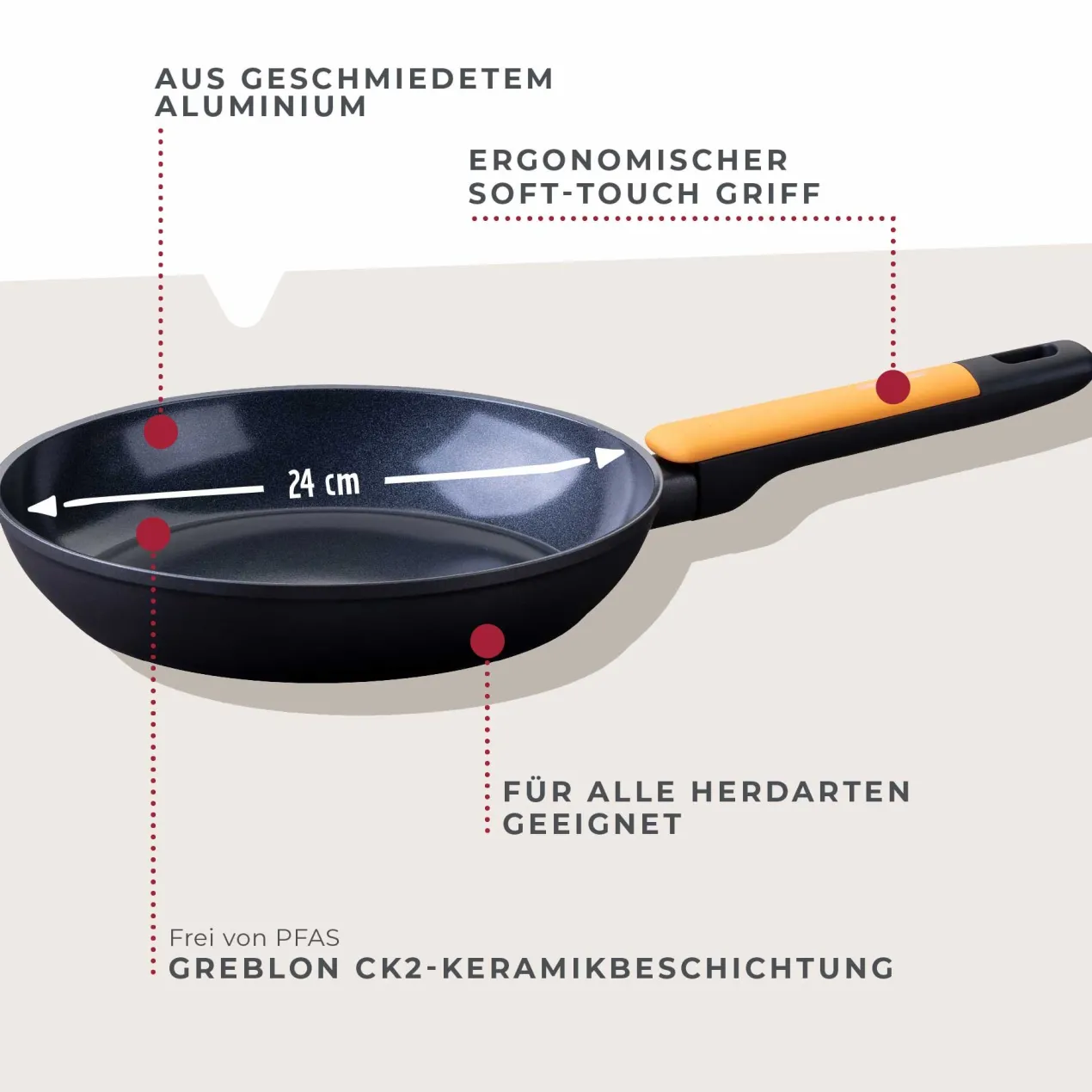 Bratpfanne Soft Collection, Keramik, antihaft, Ø24cm
