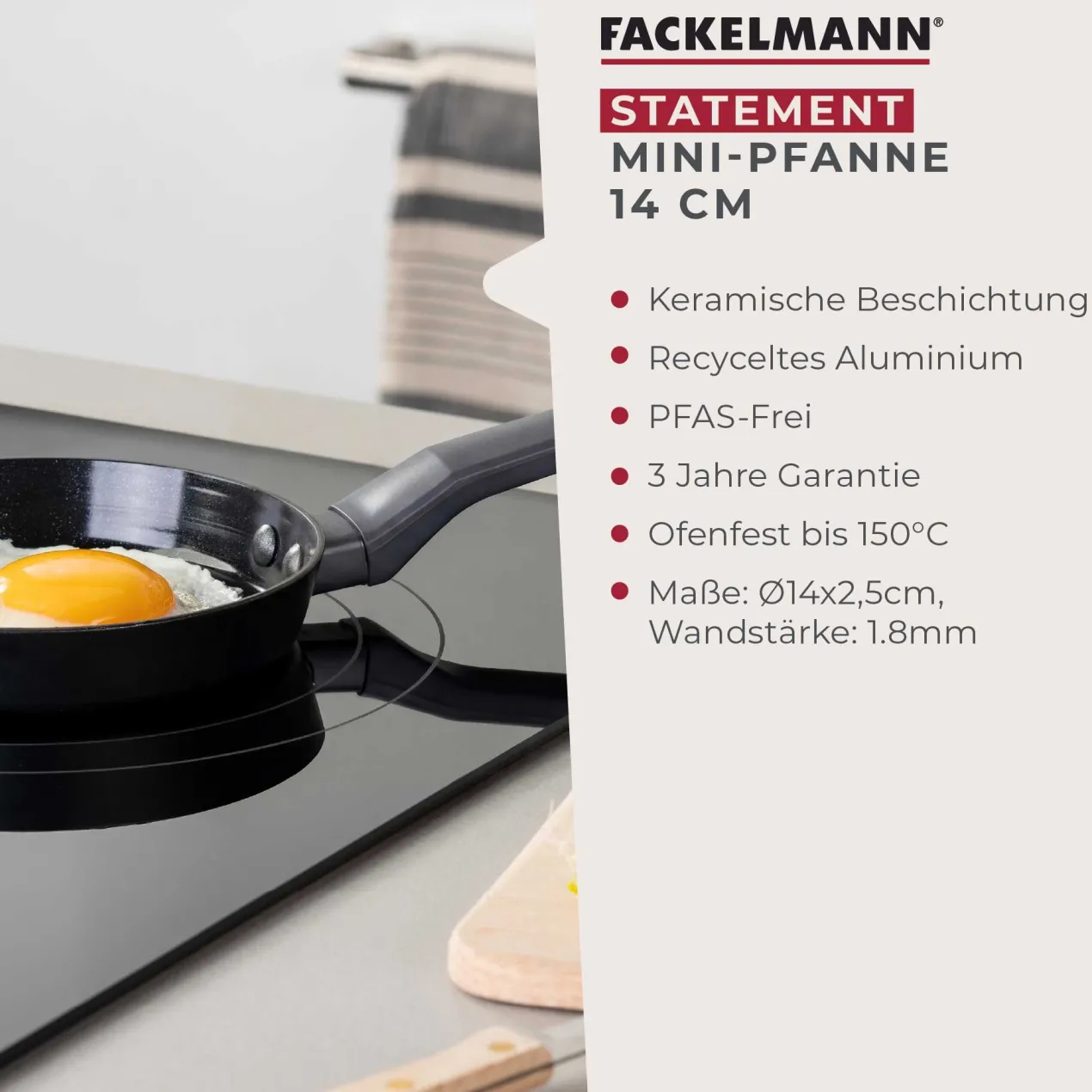 Bratpfanne Statement, Keramik, antihaft, Ø14cm – 20% Rabatt mit Code: COOK20