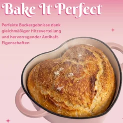 Bräter Herzform, rosa, 1,8L