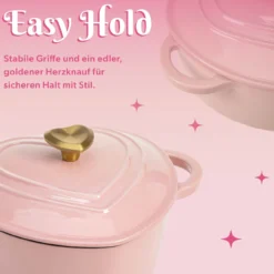 Bräter Herzform, rosa, 1,8L