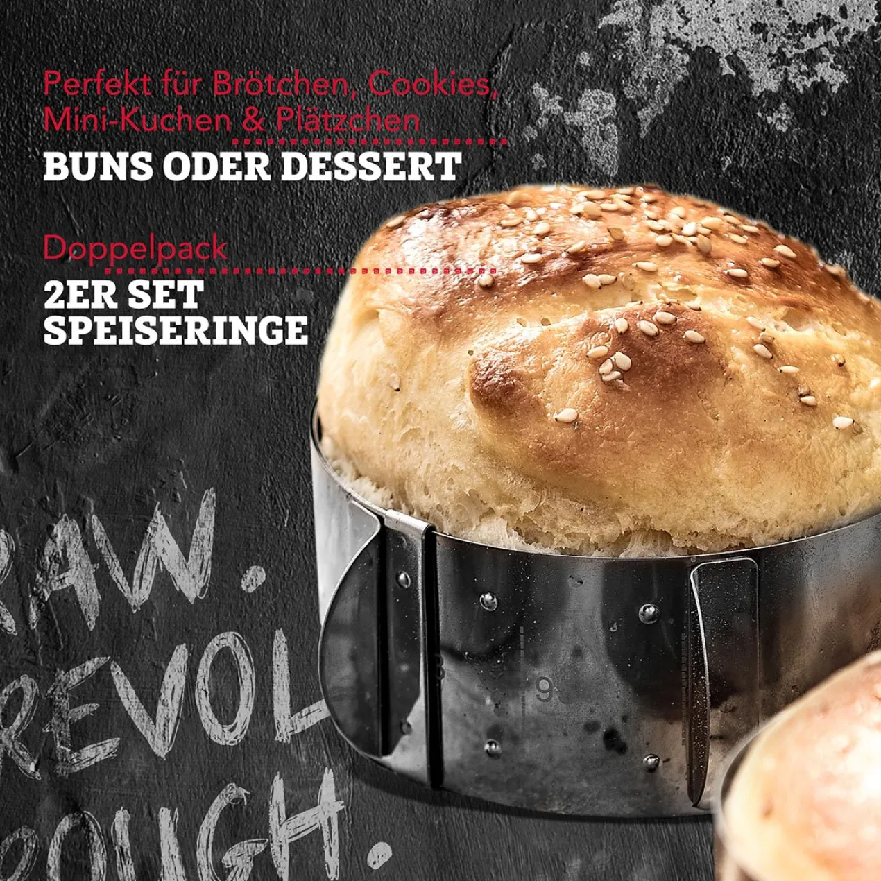 Burger- und Dessertringe, 2 St., Edelstahl, verstellbar