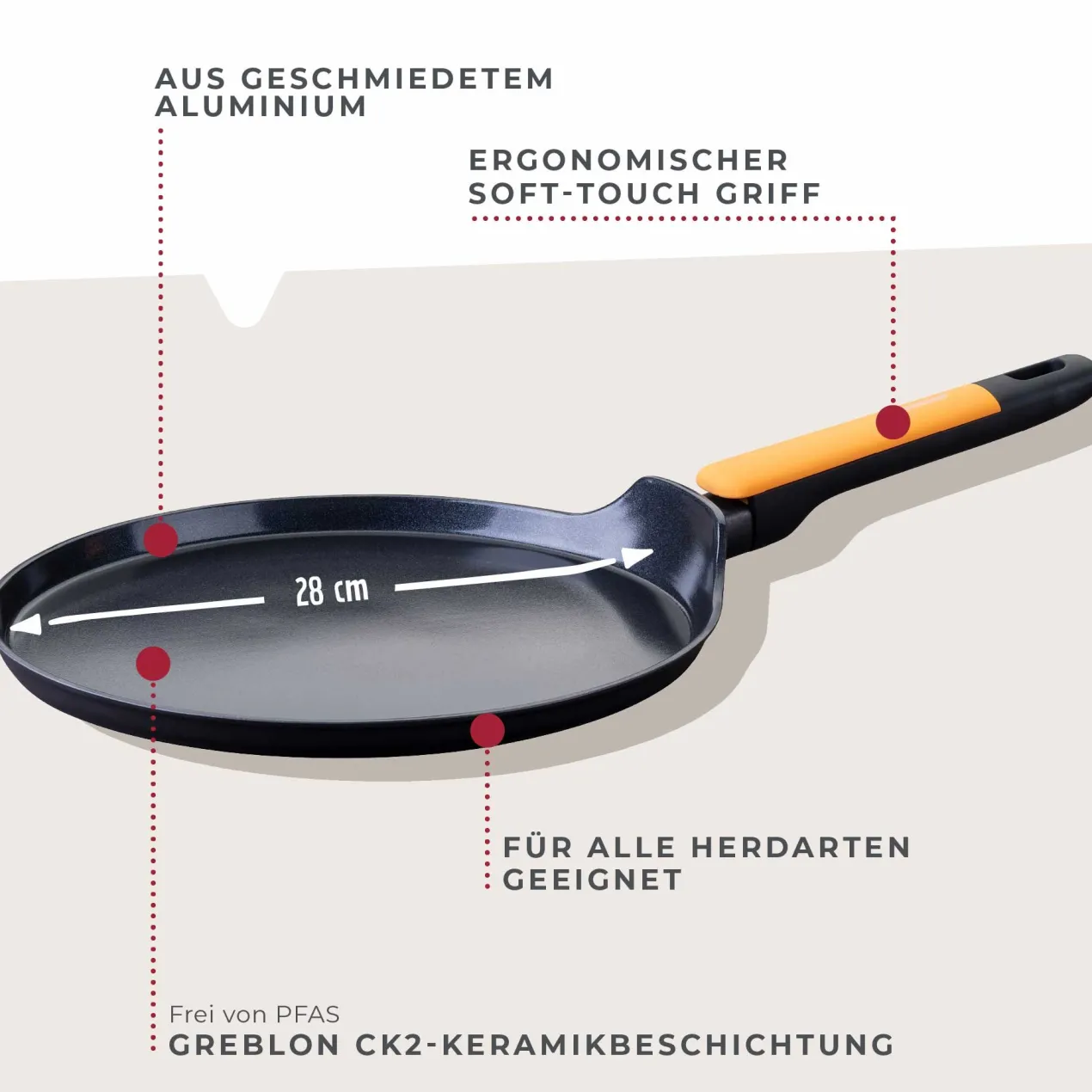 Crepepfanne Soft Collection, Keramik, antihaft, Ø28cm