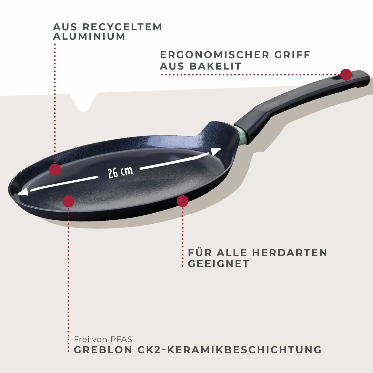 Crêpepfanne Brandao, Keramik, antihaft, Ø26cm