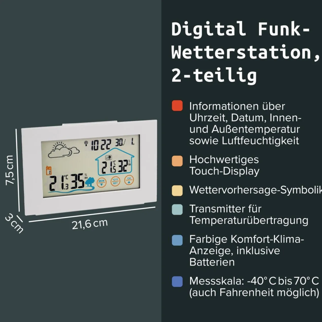 Digital Funk-Wetterstation, 2-teilig