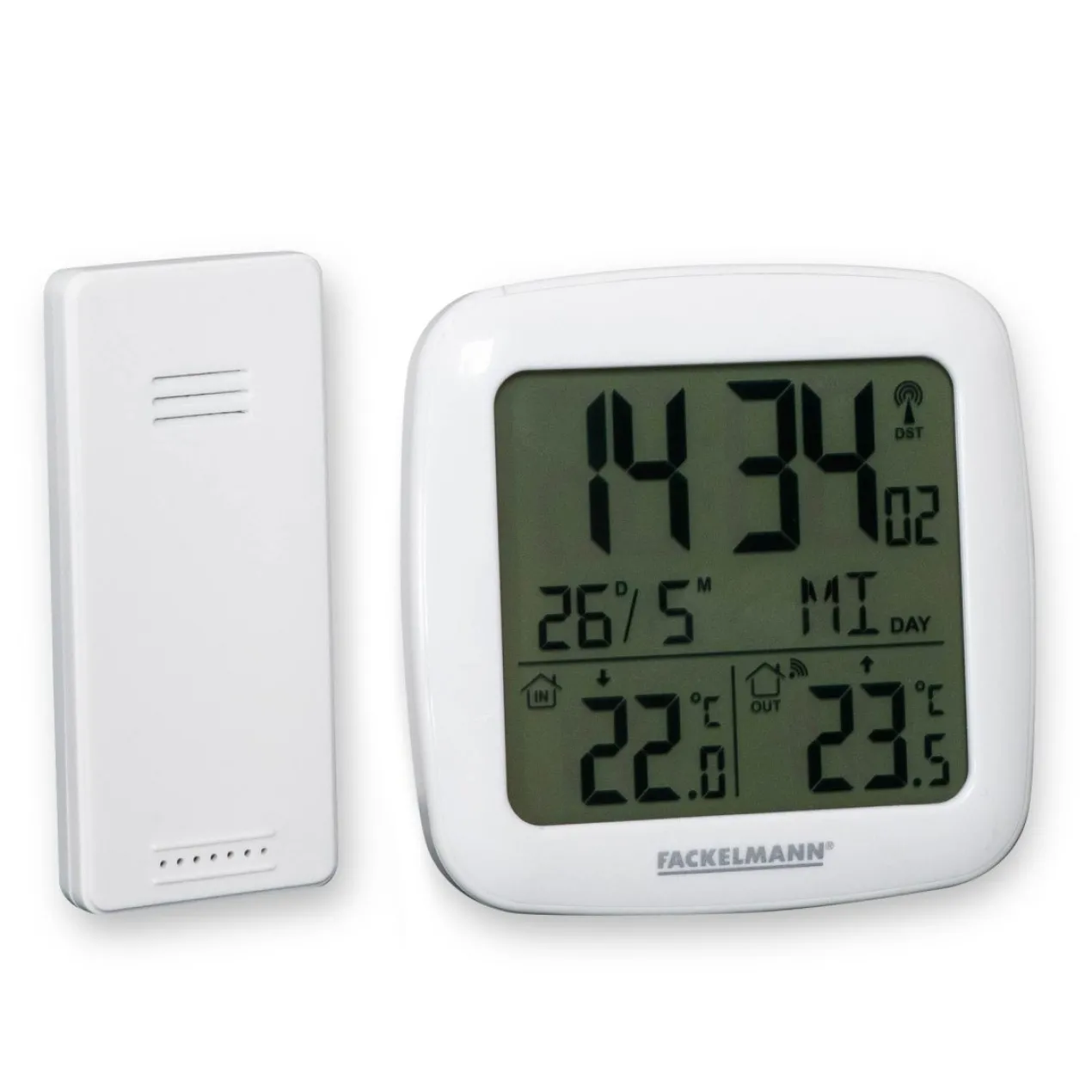 Digital Thermometer mit Funkuhr, 2-teilig