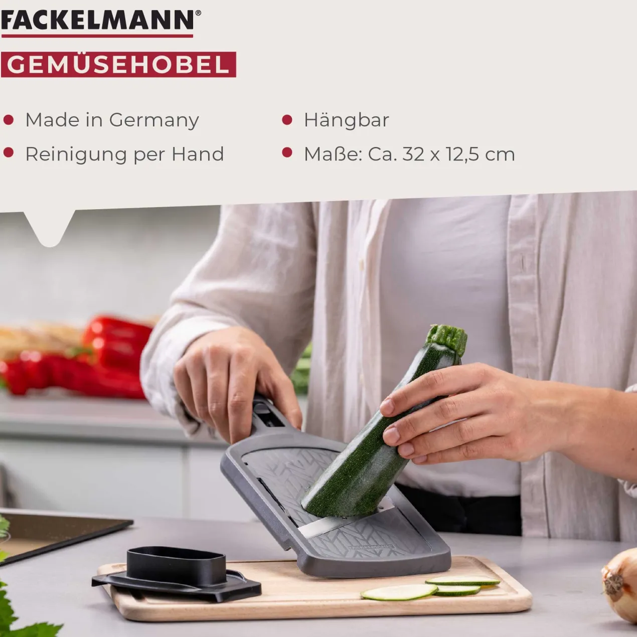 Gemüsehobel mit Restehalter Statement, grau