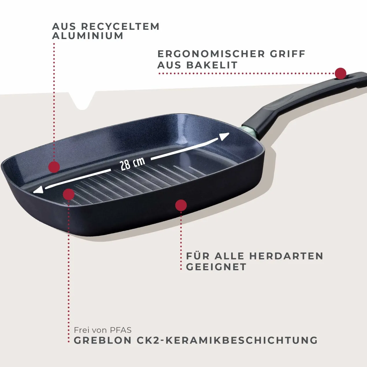 Grillpfanne Brandao, Keramik, antihaft, Ø28cm
