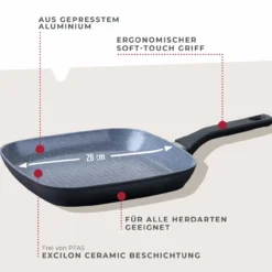 Grillpfanne Cosmo, Keramik, antihaft, Ø28cm