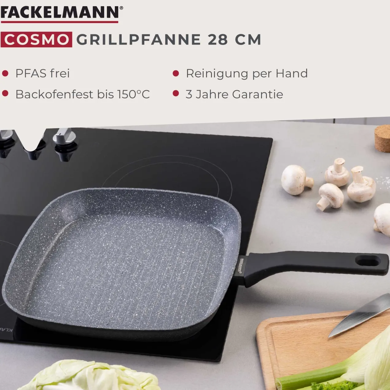 Grillpfanne Cosmo, Keramik, antihaft, Ø28cm