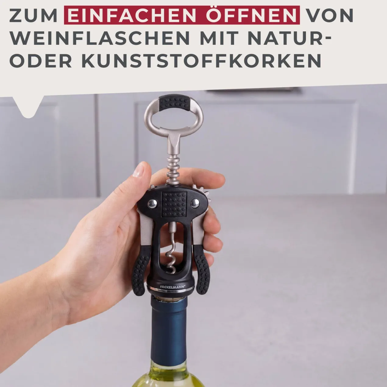 Hebelkorkenzieher mit Flaschenöffner