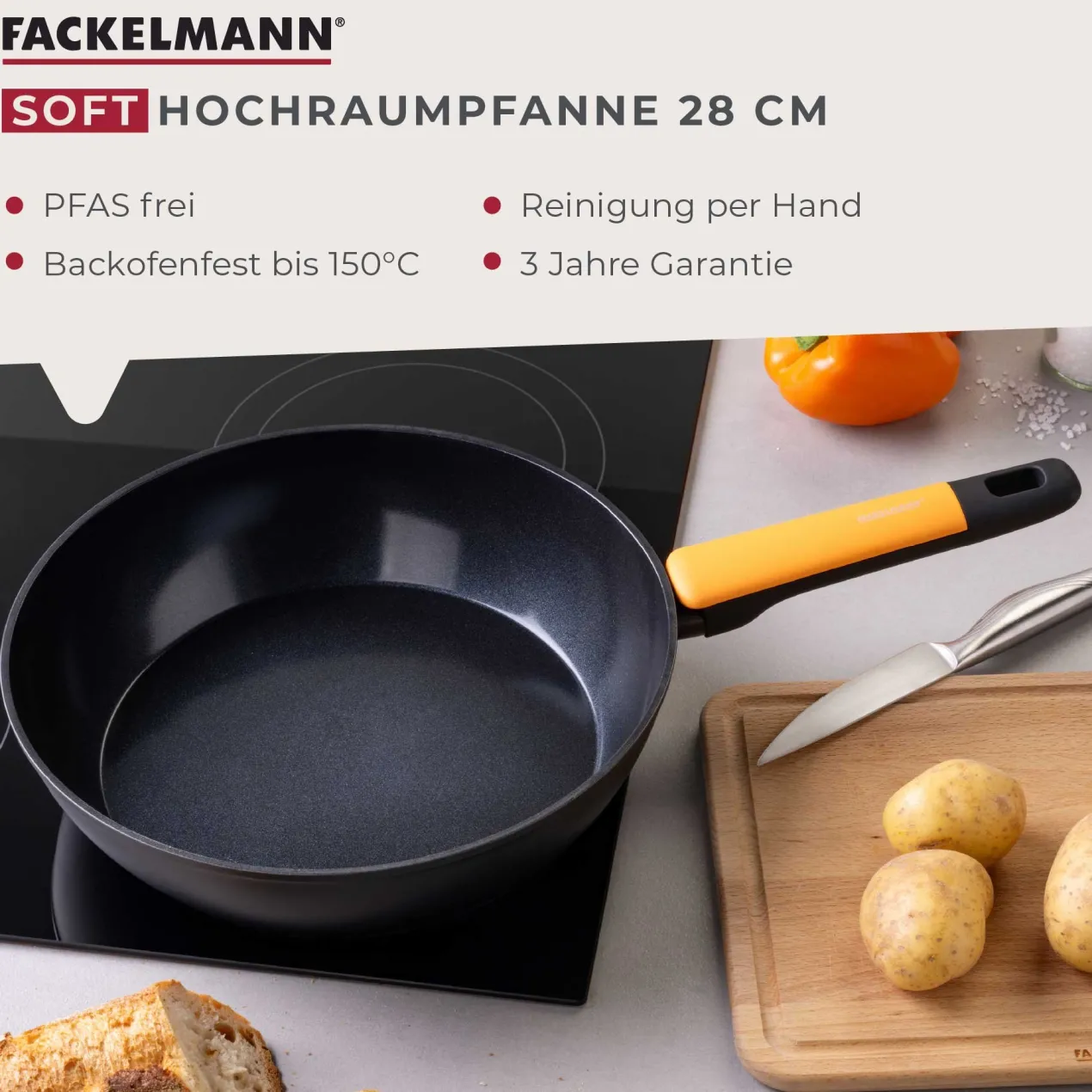Hochrandpfanne Soft Collection, Keramik, antihaft, Ø28cm