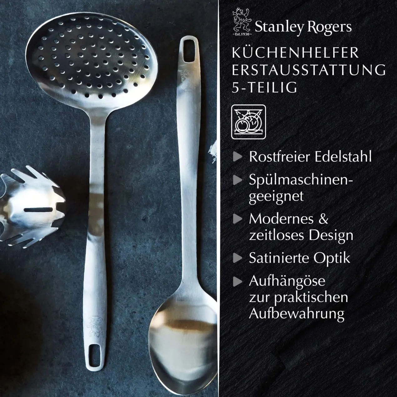 Küchenhelfer-Set Satin, 5-teilig, Edelstahl