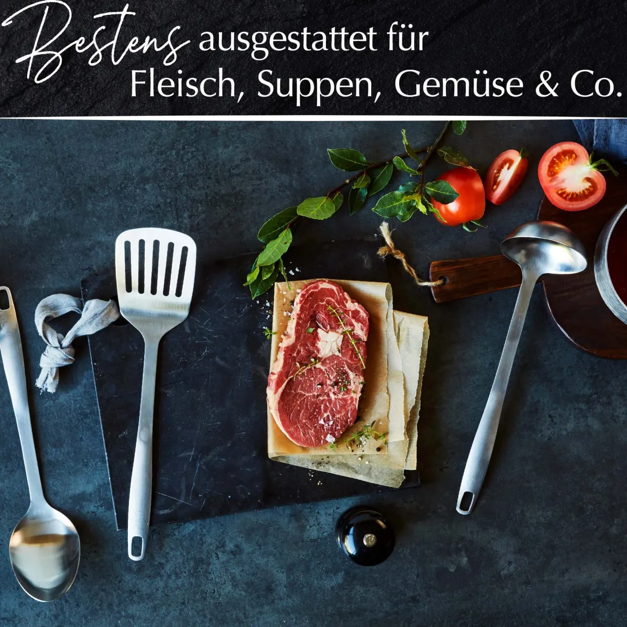 Küchenhelfer-Set Satin, 5-teilig, Edelstahl