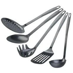 Küchenhelfer-Set Satin, 5-teilig, Schwarz, Edelstahl