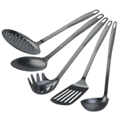 Küchenhelfer-Set Satin, 5-teilig, Schwarz, Edelstahl