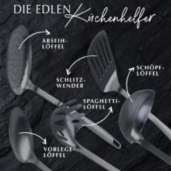 Küchenhelfer-Set Satin, 5-teilig, Schwarz, Edelstahl