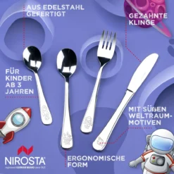 Kinderbesteck-Set "Weltall", 4-teilig