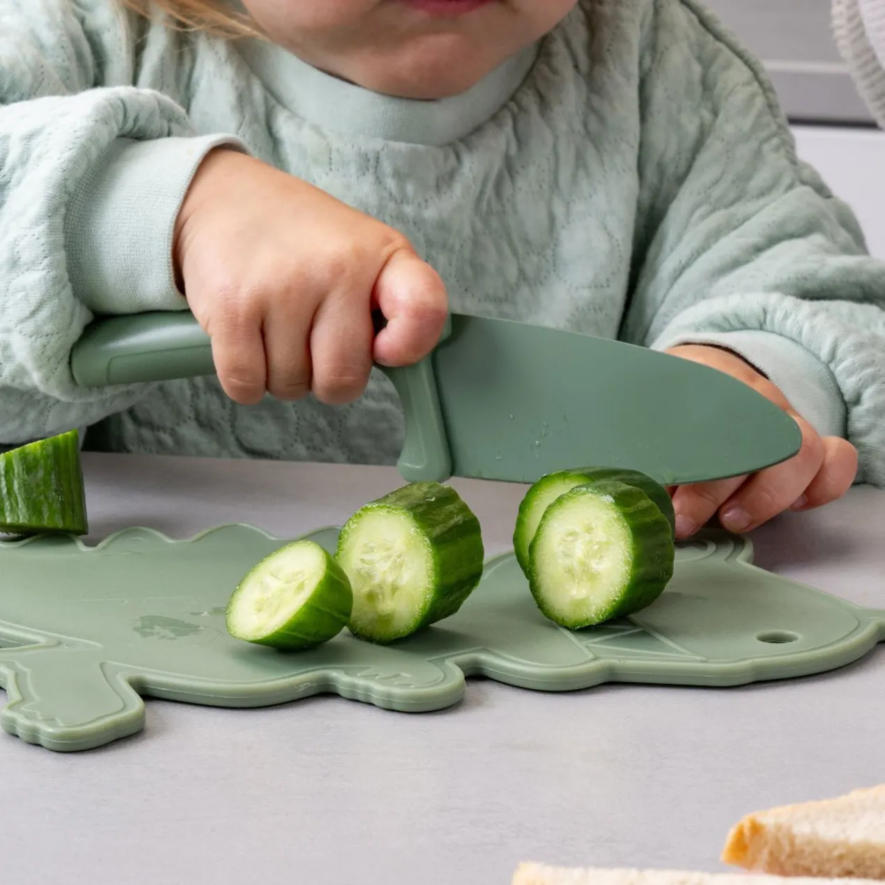 Kinderkochmesser mit Klingenschutz Mini Cooking, Dino, 2-tlg.
