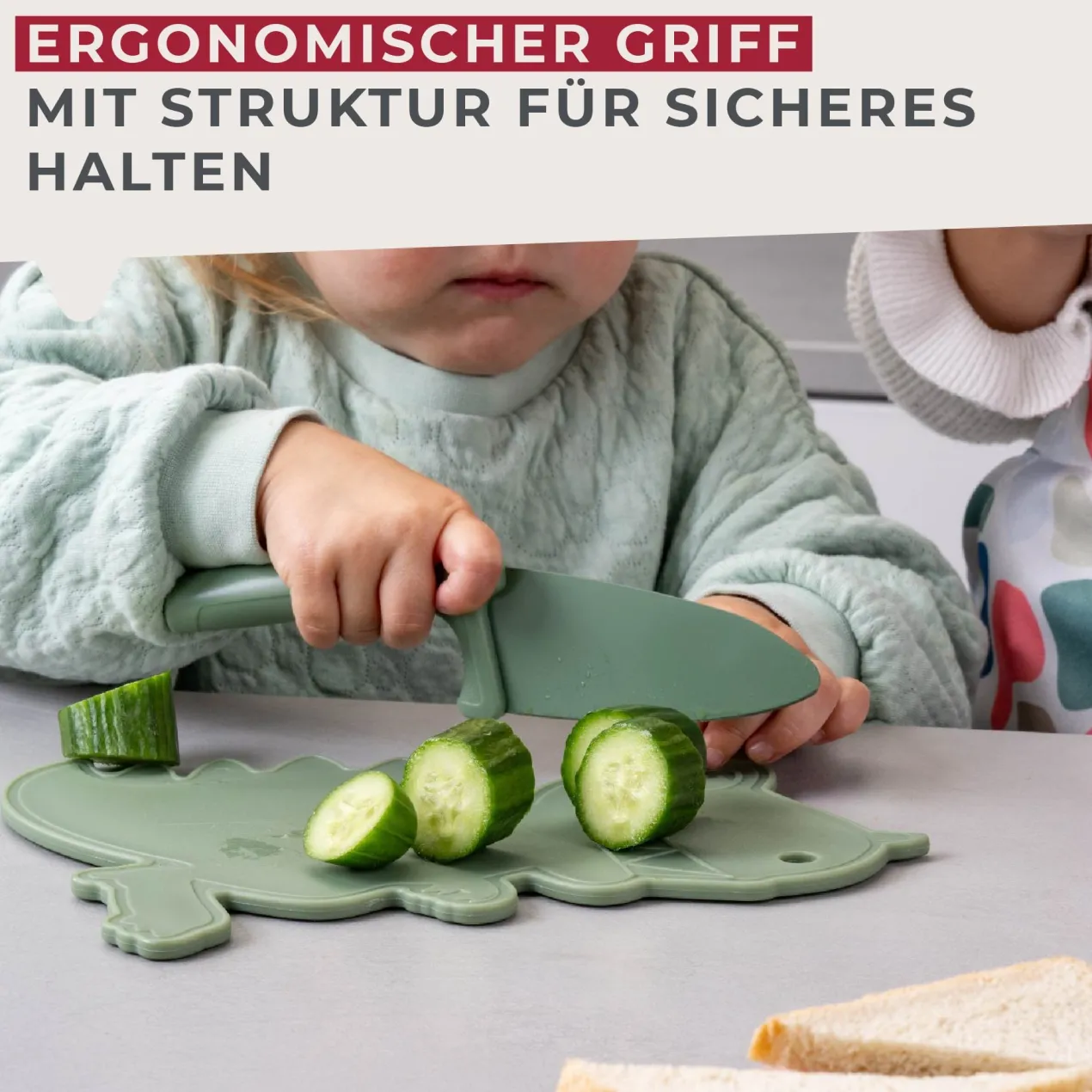 Kinderkochmesser mit Klingenschutz Mini Cooking, Dino, 2-tlg.