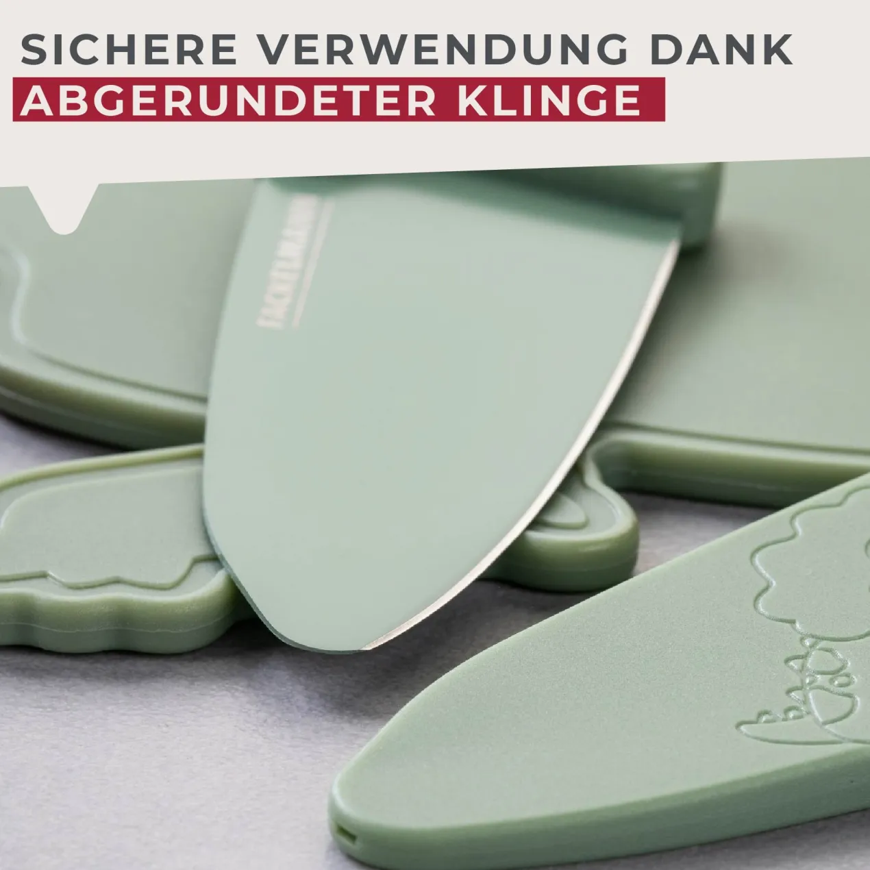 Kinderkochmesser mit Klingenschutz Mini Cooking, Dino, 2-tlg.
