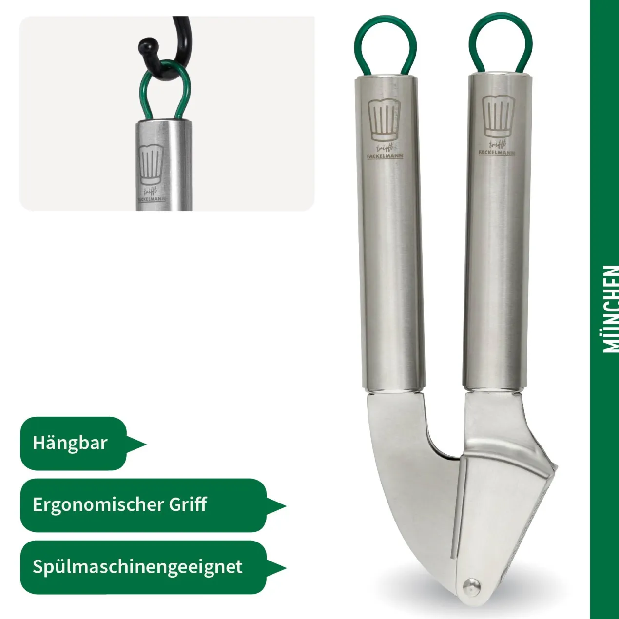 Knoblauchpresse München, 20cm, Edelstahl