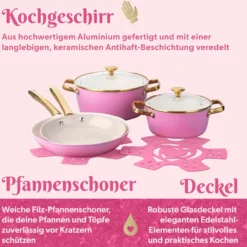 Kochgeschirr-Set, pink, 8-teilig