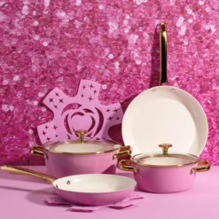 Kochgeschirr-Set, pink, 8-teilig