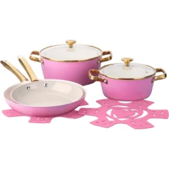 Kochgeschirr-Set, pink, 8-teilig