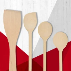 Kochlöffel und Pfannenwender-Set Eco, 4-teilig, Holz