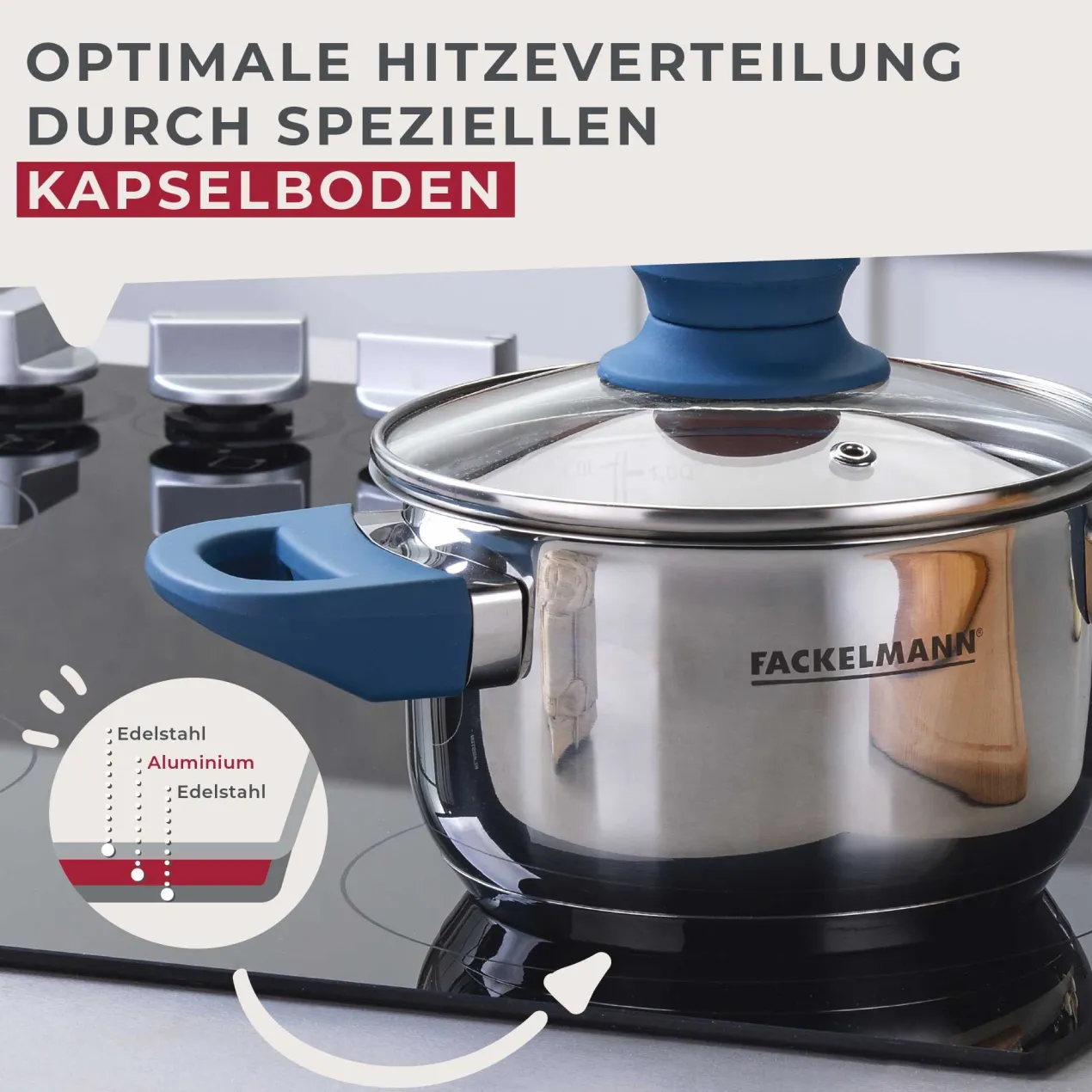 Kochtopf mit Deckel Essential, Ø14cm, blau