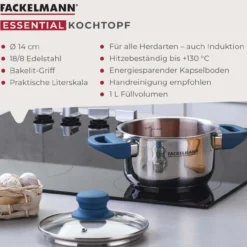 Kochtopf mit Deckel Essential, Ø14cm, blau