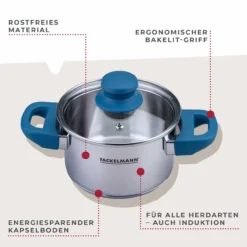 Kochtopf mit Deckel Essential, Ø14cm, blau