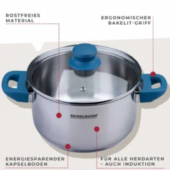 Kochtopf mit Deckel Essential, Ø20cm, blau