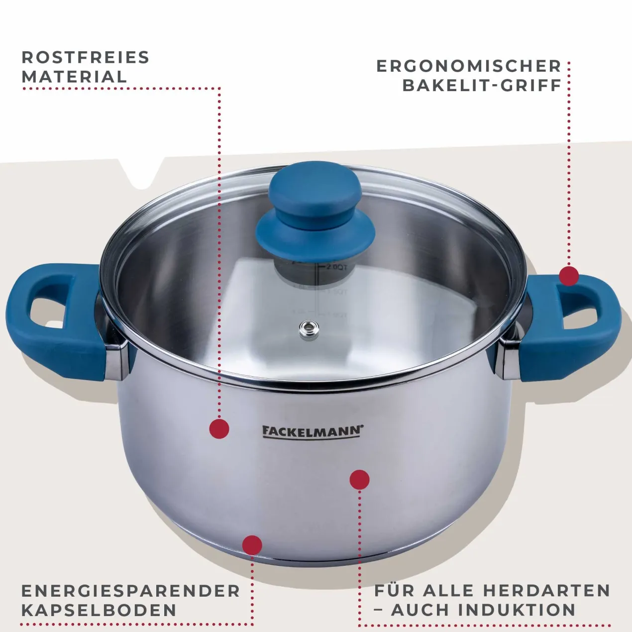 Kochtopf mit Deckel Essential, Ø20cm, blau