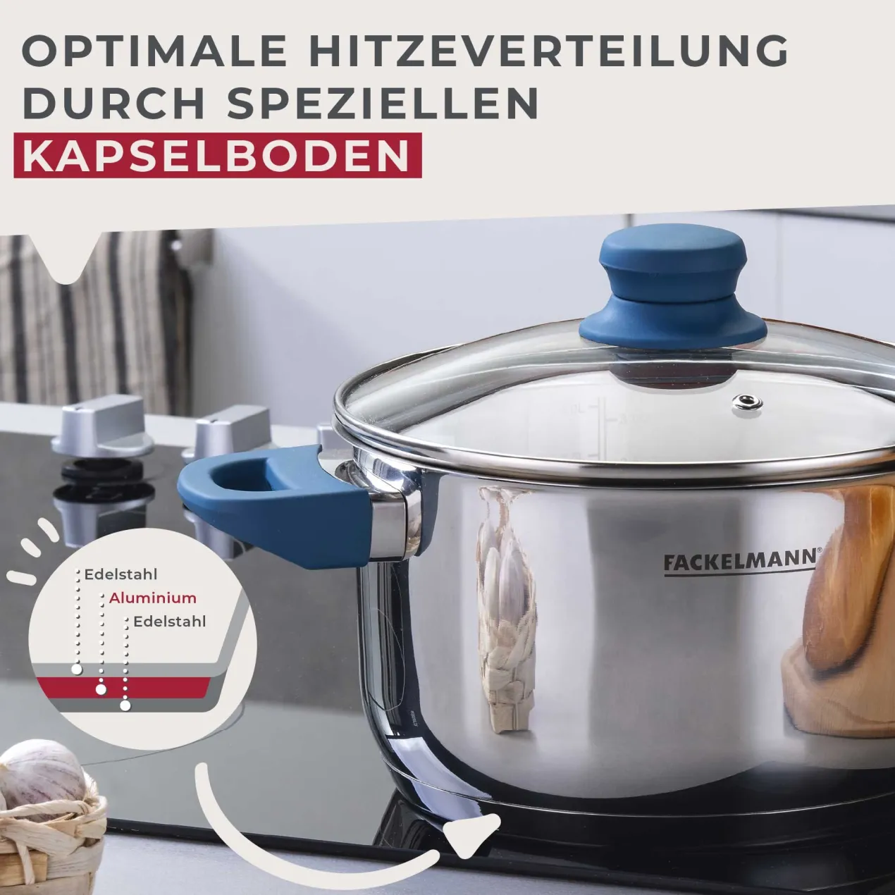 Kochtopf mit Deckel Essential, Ø20cm, blau