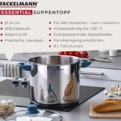 Kochtopf mit Deckel Essential, Ø24cm, 9L, blau