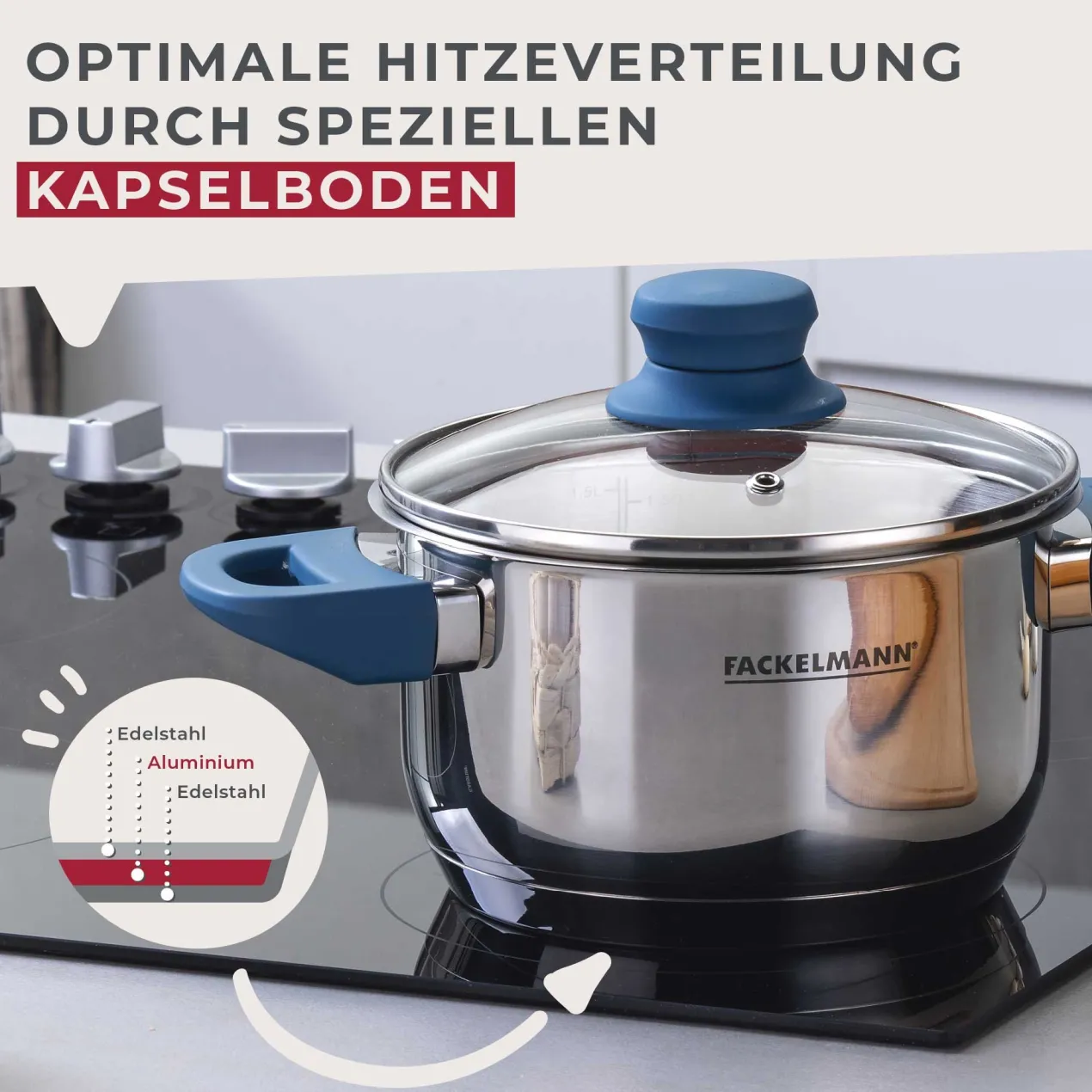 Kochtopf mit Deckel Essential, Ø16cm, blau