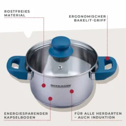 Kochtopf mit Deckel Essential, Ø16cm, blau