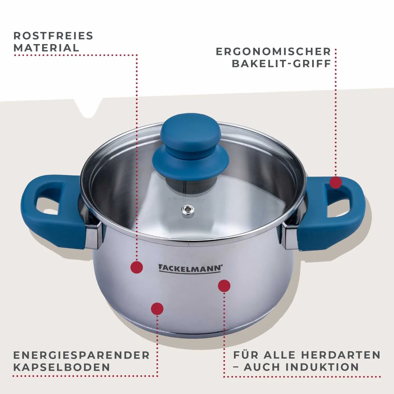 Kochtopf mit Deckel Essential, Ø16cm, blau