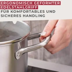 Kochtopf mit Deckel Ovalgriff, Ø20cm, 3L, Edelstahl