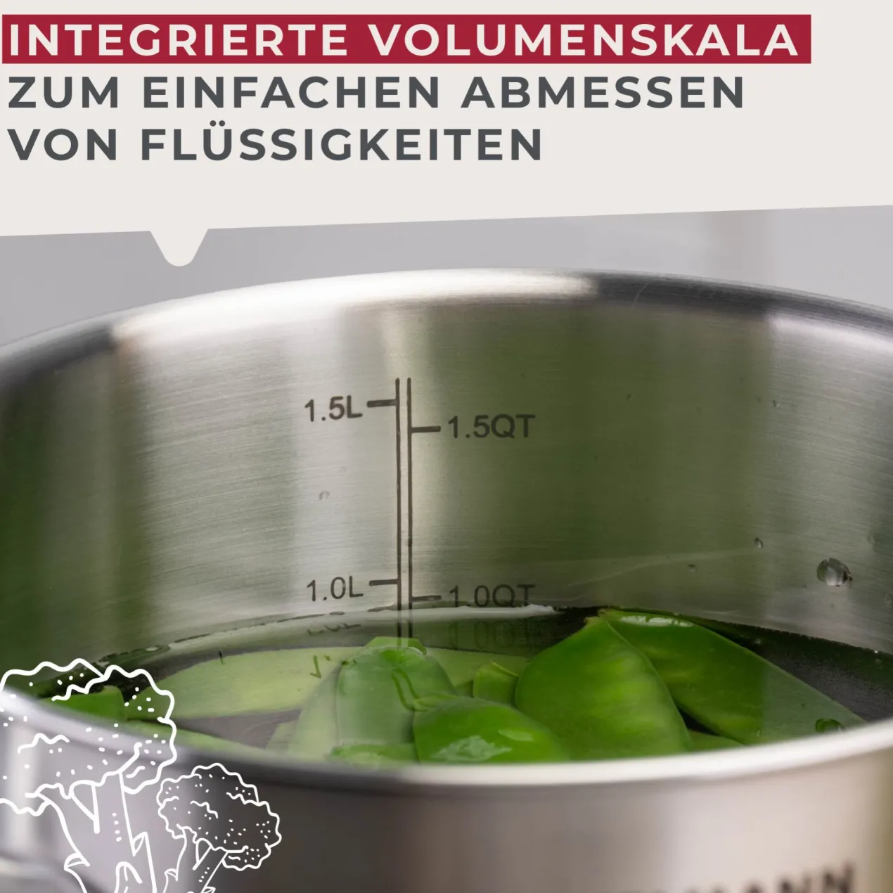 Kochtopf mit Deckel Ovalgriff, Ø16cm, Edelstahl