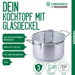 Kochtopf mit Glasdeckel Nürnberg, Ø20cm