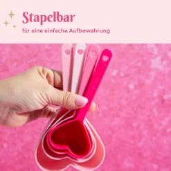 Messbecher- und Messlöffel-Set, Herz, rosa pink, 8-tlg.