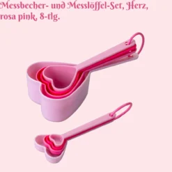 Messbecher- und Messlöffel-Set, Herz, rosa pink, 8-tlg.