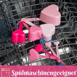 Messbecher- und Messlöffel-Set, Herz, rosa pink, 8-tlg.